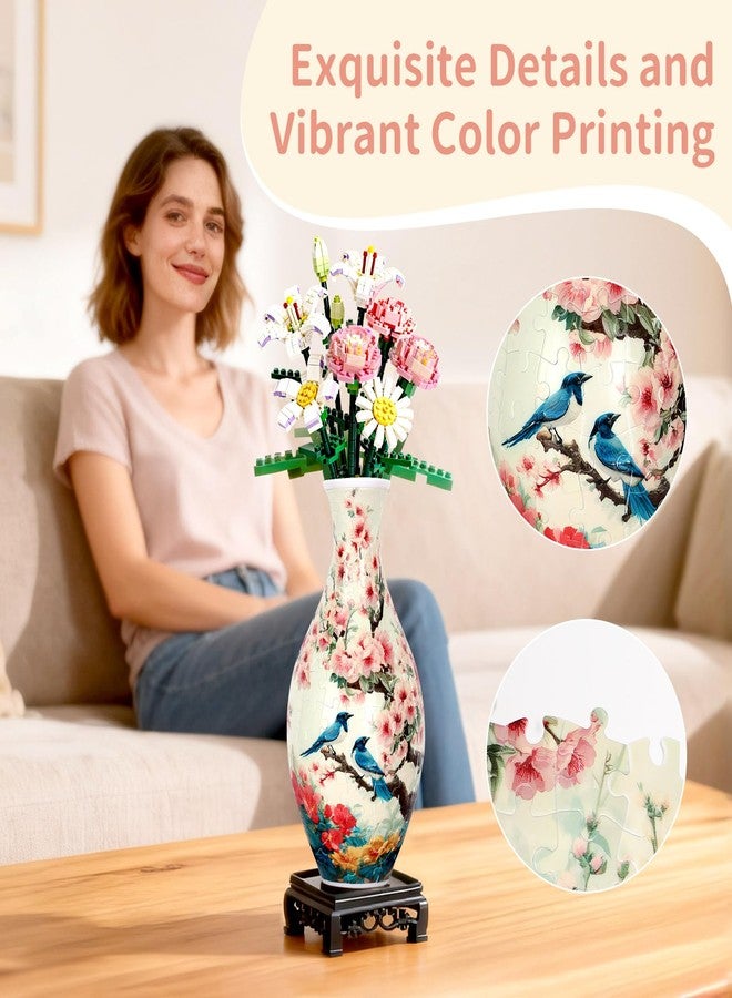 بيليف مزهرية أحجية ثلاثية الأبعاد من بيلييف للبالغين، 160 قطعة، مزهرية زهور بلاستيكية يمكنك تركيبها بنفسك، متوافقة مع الزهور المكعبة، ديكور فريد للمنزل والمكتب، هدية مثالية لتدفئة المنزل وأعياد الميلاد لتنسيقات الزهور (طائر الزهور) - Image 4